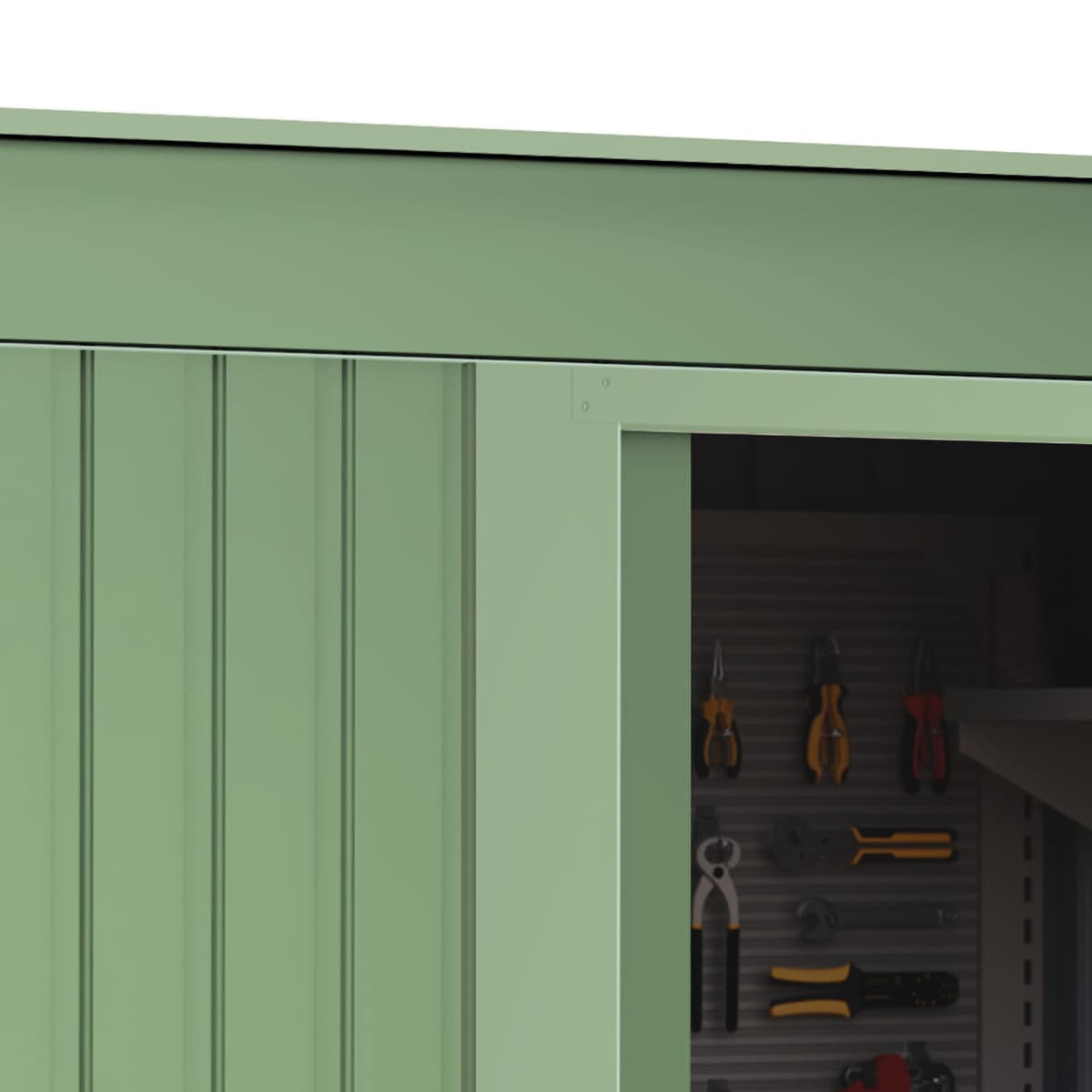 Wasabi - Armario Exterior Terraza 1,39m2 Neat Verde - Puerta Corredera - Techo Inclinado - 162x86x181cm - Caseta Jardín Resistente - Cobertizo Almacenamiento — view 5