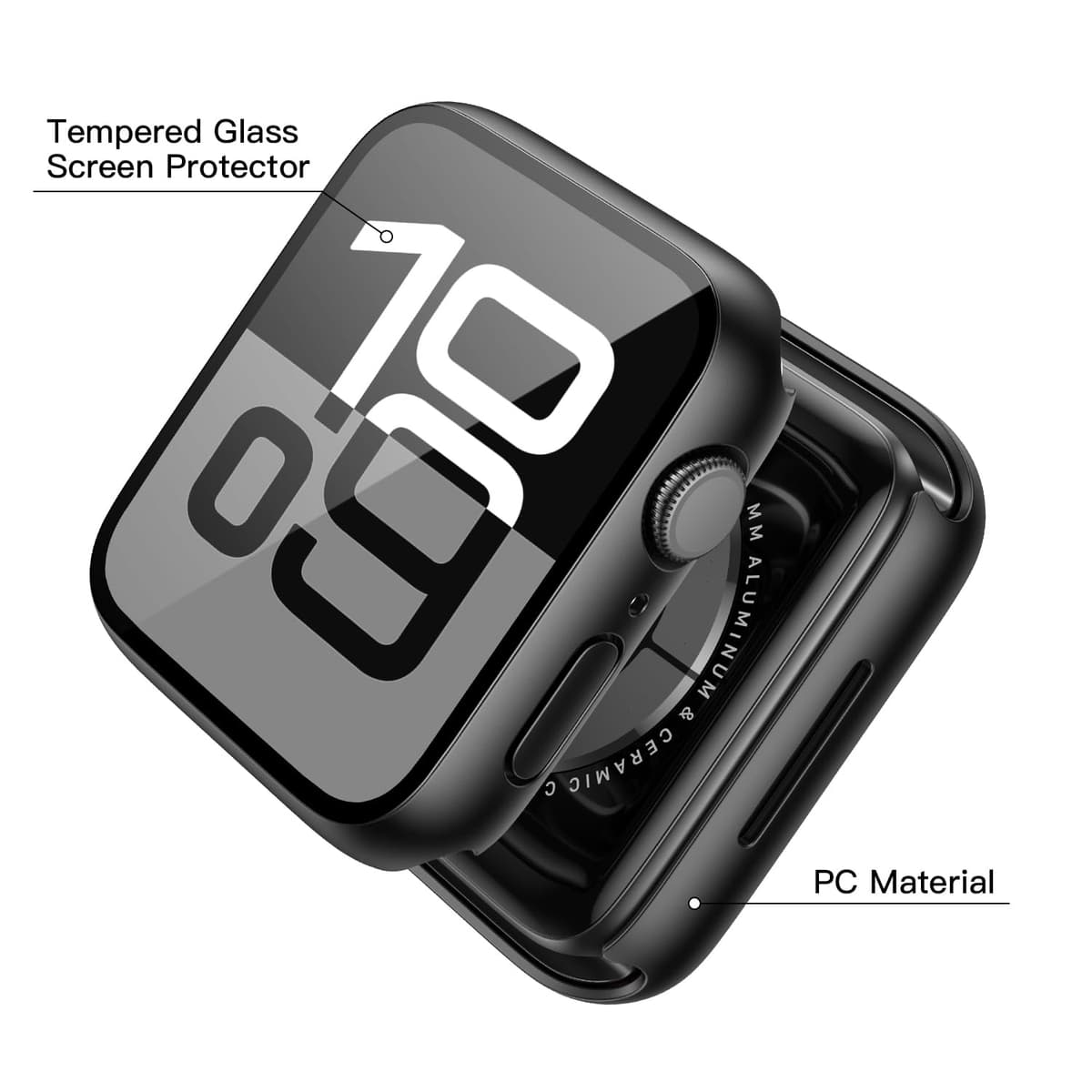 Piuellia 2 Pack Hard Protective Case Screen Protector Compatible with Apple Watch Series 11 Series 10 46mm, Anti-Drop Ultra-thin Full Coverage PC Cover for iWatch, 2 Black — view 4