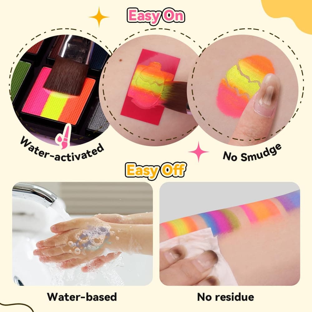 Janolia Body Painting, 26 colores maquillaje kit hipoalergénico no tóxico con 4 pinceles, maquillaje infantil profesional, maquillaje facial para niños, pintura facial para niños, para Halloween — view 5