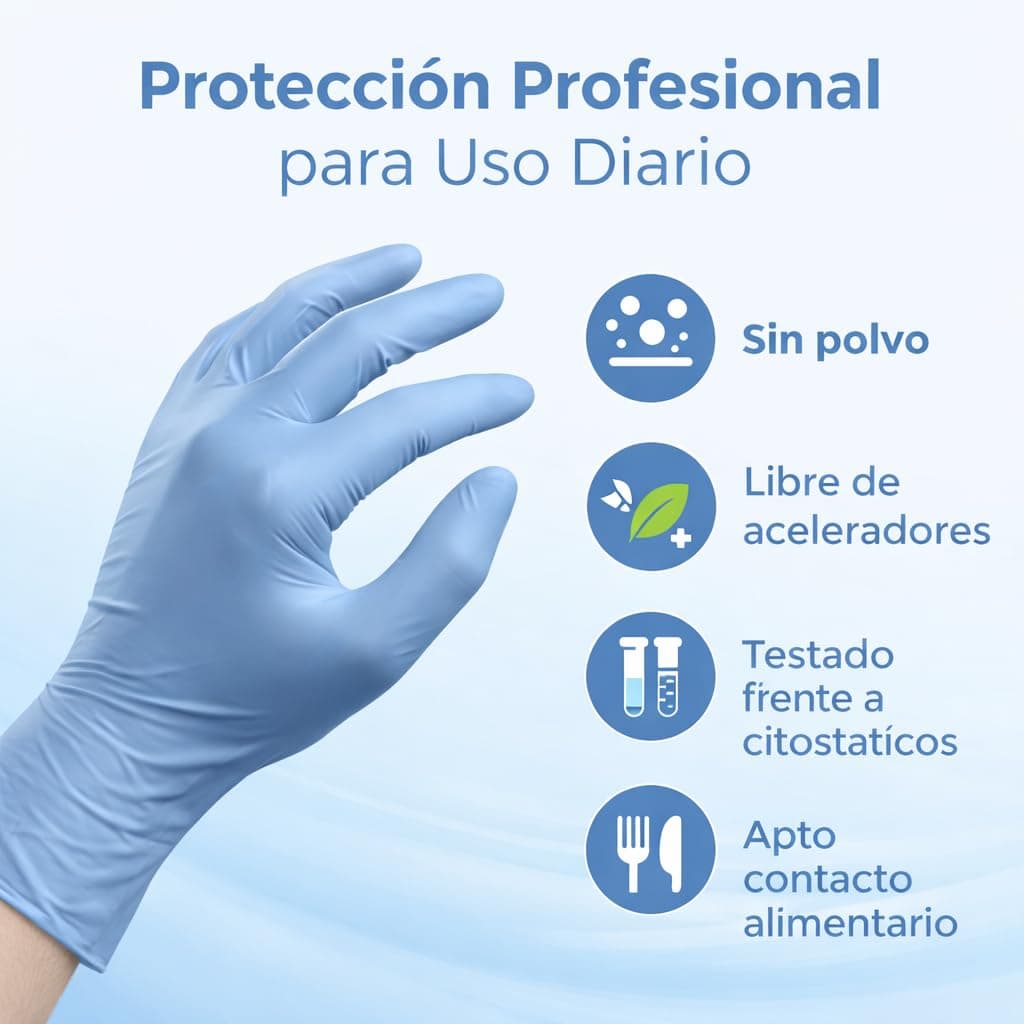 1000 Guantes de Nitrilo Desechables – Sin Polvo, Alta Resistencia – Uso Médico, Alimentario, Limpieza y Taller – Guantes Protectores Azul o Negro – Tallas S, M, L, XL (azul, L) — view 5