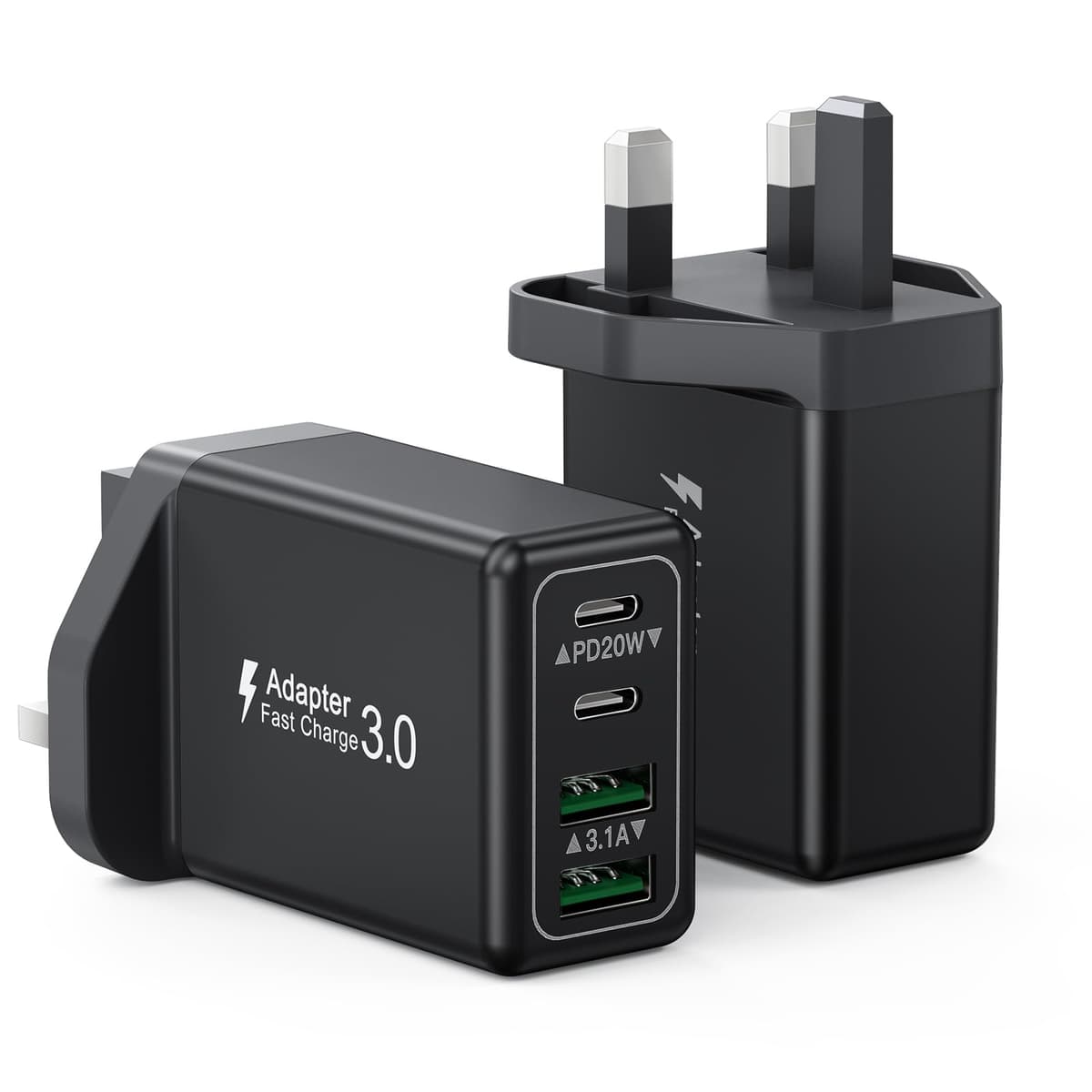USB C Plug, 40W 4-Port Fast Charger Plug UK Dual Port PD Power Adapter +QC Multi Mains Wall Charger Type C Charging Plug for iPhone 16 15 14 13 12 11 Pro Max Plus XS XR SE,Samsung, iPad, AirPods — view 18