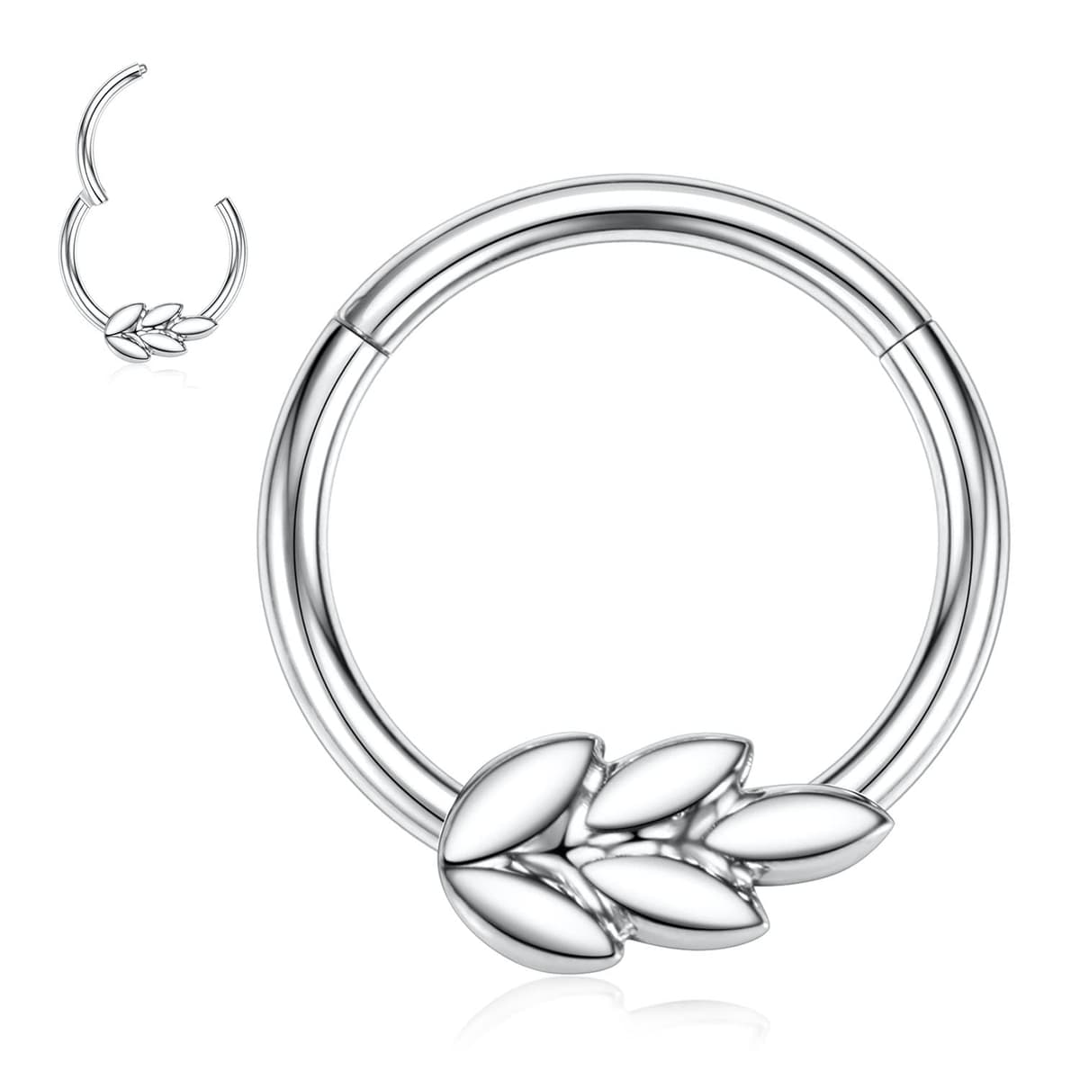 AROWRO 18G 16G 14G Nose Hoop Ring Septum Clicker Earrings CZ Opal Cartilage Conch Helix Tragus Hoop Earrings Daith Piercing Jewelry 316L Surgical Steel — view 11