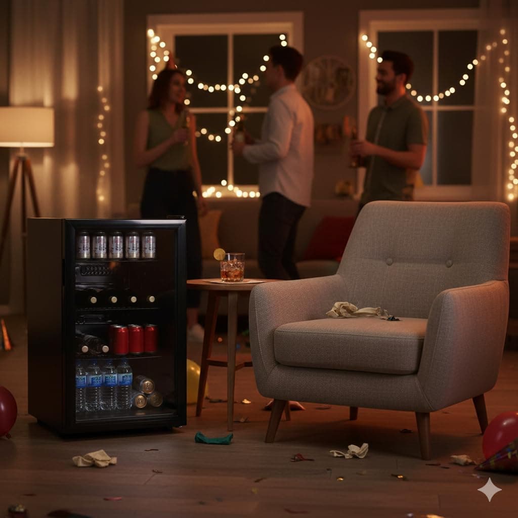 SIA HSWC150BL/G Freestanding Under Counter 150L Wine Cooler Fridge, 58 Bottle Capacity, Glass Door, Wooden Shelves, Digital Display and LED Light, Black, 2 Years Parts and Labour Guarantee — view 5