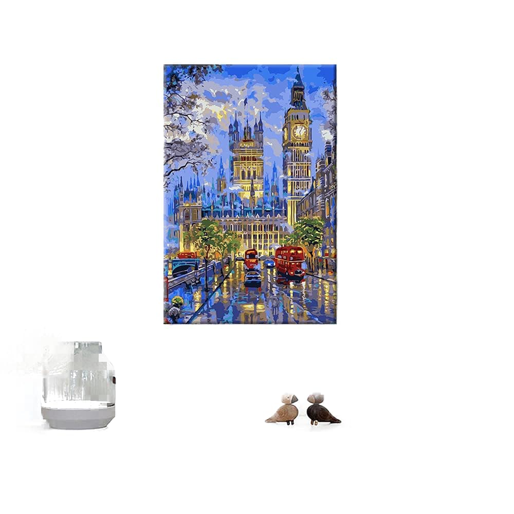 TISHIRON Canvas Wall Art Big Ben Painting London Cityscape Picture Prints England Night View Modern Artwork Wall Decor for Living Room Bedroom Stretched Framed Ready to Hang 18"x 12" — view 4
