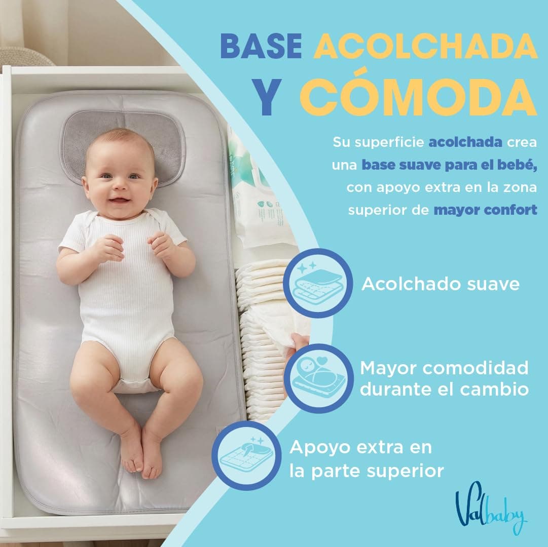 Cambiador Bebe Portatil Impermeable Plegable Acolchado Lavable de Hojas para Casa Fuera o Viaje Regalo Recien Nacido Cosas Accesorios Niño Niña Muda Fraldas para Pañales Changing Mat Baby Valbaby — view 2