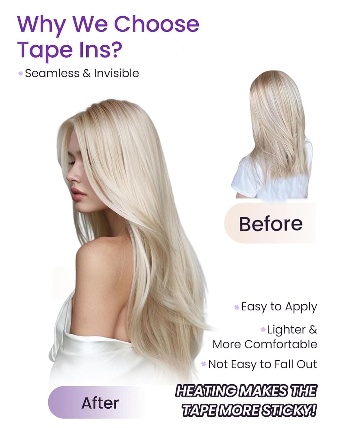 LaaVoo Tape in Hair Extensions Human Hair Blonde Tape Hair Extensions Real Human Hair Invisible Tapes Remy Straight Balayage Brown to Blonde Hair Double Sided Tabs 20pcs 50g 16 Inch #8/18/60 — view 143
