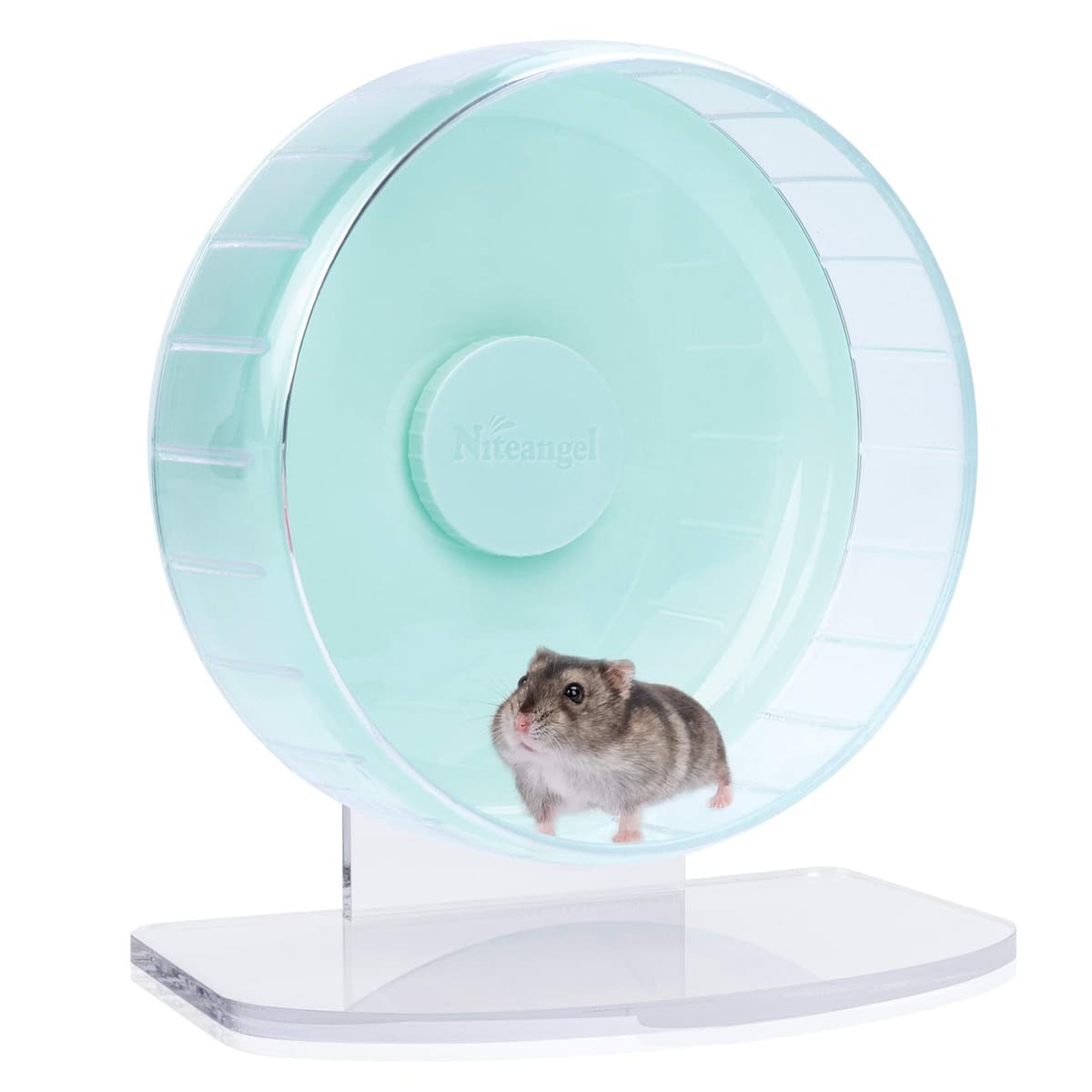 Niteangel Super Silent Hamster Exercise Wheels - Quiet Spinner Hamster Running Wheels with Adjustable Stand for Hedgehog Gerbils Mice Or Other Small Animals (Large, Transparent) — view 16