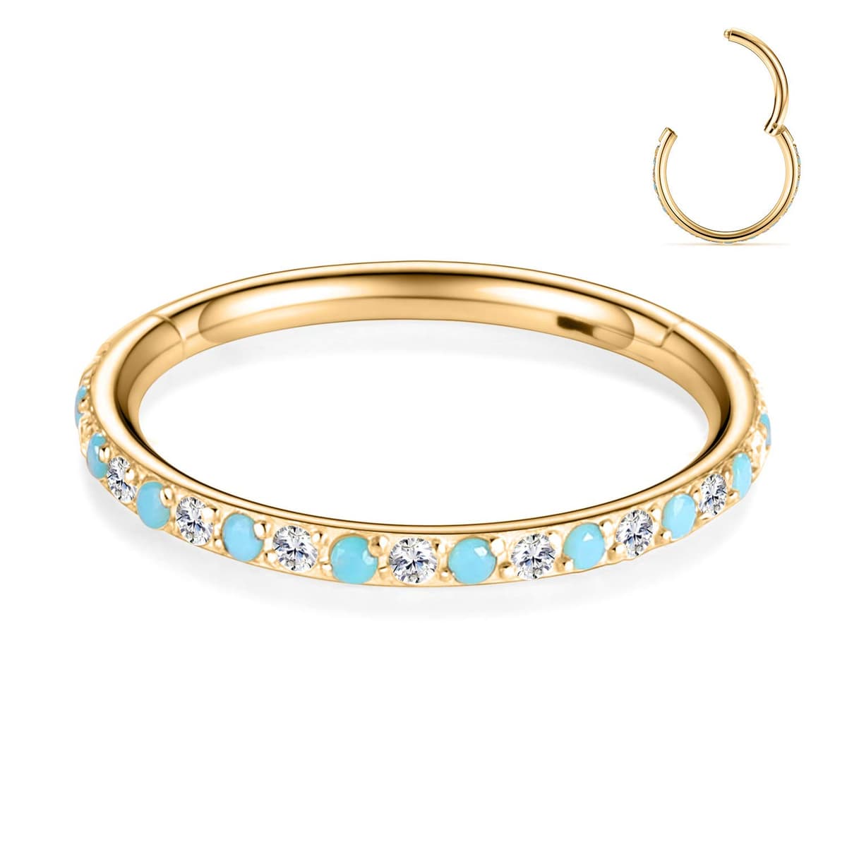 hengkaixuan CZ/Opal Nose Rings Conch Jewellery Septum Clicker 316L Surgical Steel Segment Ring Helix Cartilage Earrings Hoop Daith Tragus Rook Piercing Jewellery — view 34
