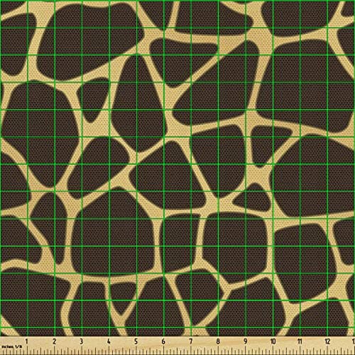 Ambesonne Giraffe Fabric by The Yard, Abstract Animal Skin Modernized Prehistoric Motifs Design Illustration, Decorative Fabric for Upholstery and Home Accents, 3 Yards, Dark Brown