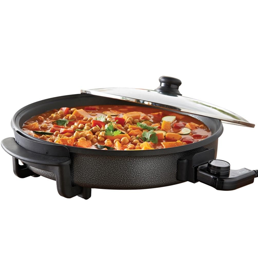 Quest 35410 30cm Multi-Function Electric Cooker Pan with Lid/Adjustable Thermostatic Control/Non-Stick Aluminium / 30 x 30cm Surface/Detachable Power Cable For Serving — view 10