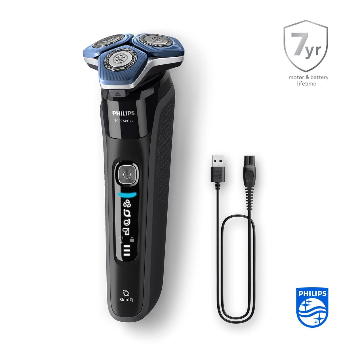 Philips Shaver Series 7000 - Wet & Dry Mens Electric Shaver with SkinIQ Technology, Razor with Pop-up Trimmer, Charging Stand, Travel Case, Quick Clean Pod and Quick Clean Cartridge (Model S7886/55) — view 2