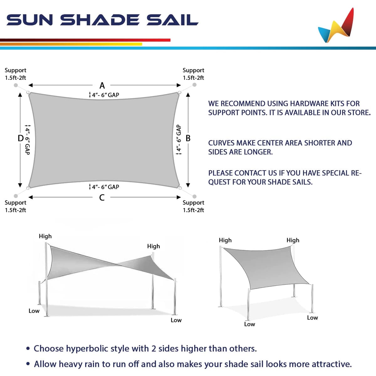 Windscreen4less 18' x 20' Sun Shade Sail Rectangle Outdoor Canopy Cover UV Block for Backyard Porch Pergola Deck Garden Patio (Beige) — view 5