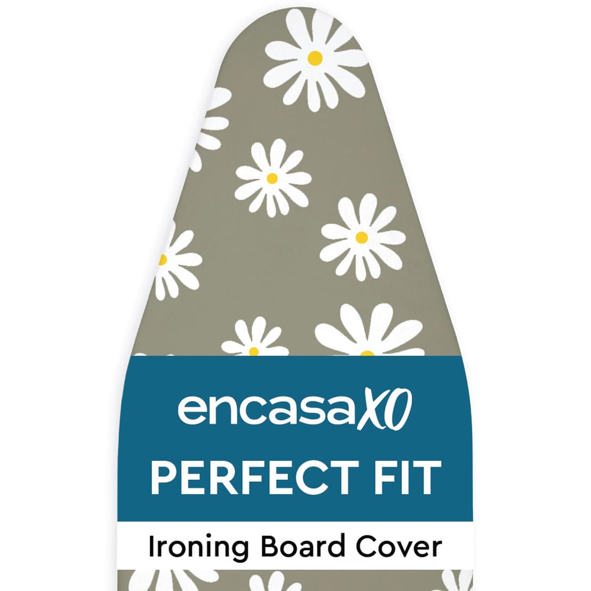 Encasa XO Ironing Board Covers and pad 135x45 cm- Thick 3mm Felt Padding, Drawstring Tightening & Lock, Heat Reflective, Scorch & Stain Resistant, for X-Large Ironing Board - Daisy Grey