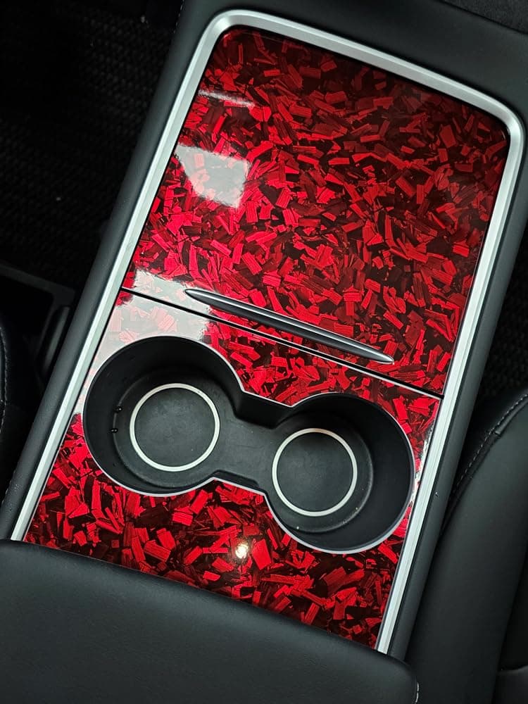 Forged Carbon Fiber Red-silver Vinyl Wrap Sticker Free Bubble Air Release DIY Decal Car Auto Vehicle Morotcycle Self Adhesive (Red-silver, 30cm x 150cm) — view 4