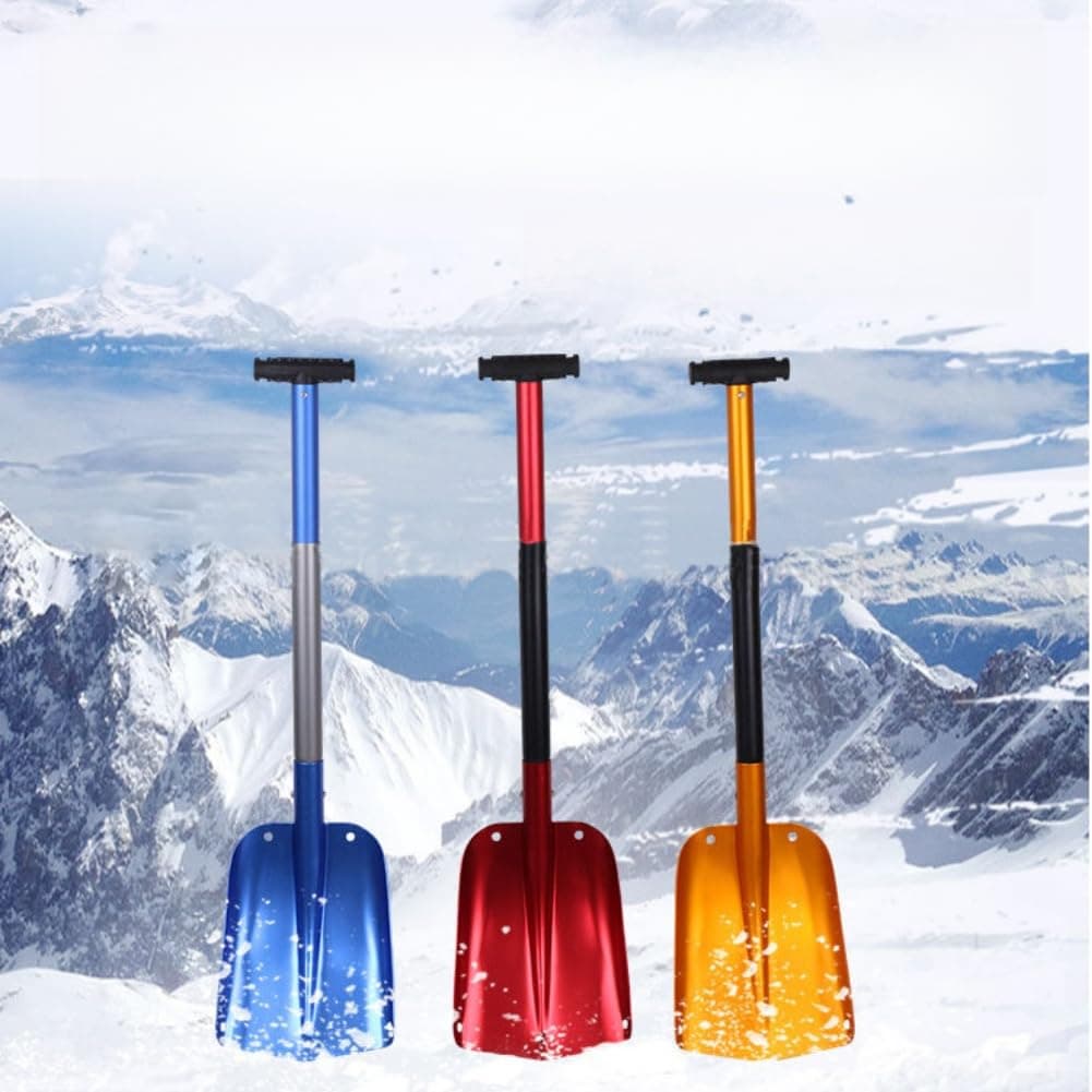 Pala de nieve plegable, raspador de hielo retráctil de aleación de aluminio y herramienta de jardín, portátil para coche, camión, camping, kit de supervivencia, mango extensible (63-82 cm — view 2