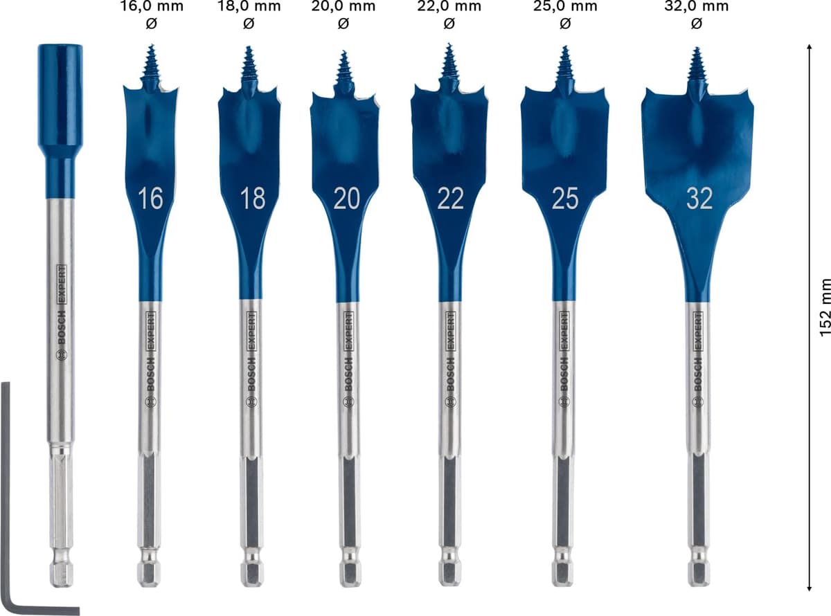 Bosch Professional 7x Set de brocas fresadoras planas Expert SelfCut Speed (para Madera blanda, Aglomerado, Ø 16-32 mm, accesorios Taladro de impacto rotativo) — view 3