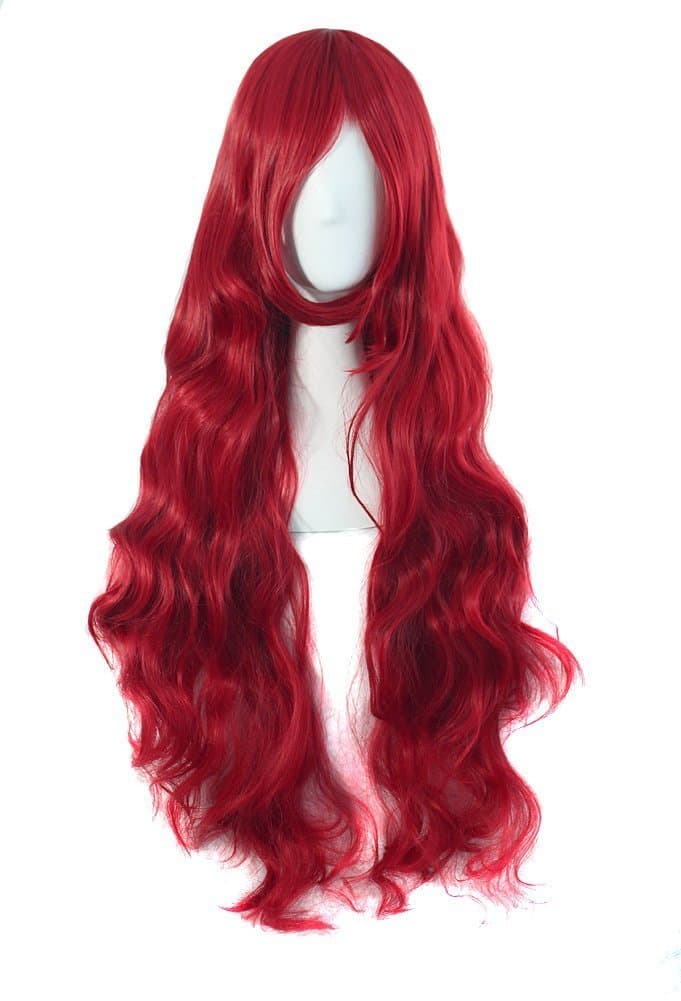 MapofBeauty 24 Pulgada/60 cm Largo Lacio Peluca Con Flequillo Sintética Cabello Heat Resistente Para Fiesta de Cosplay (Rosa Caliente) — view 22