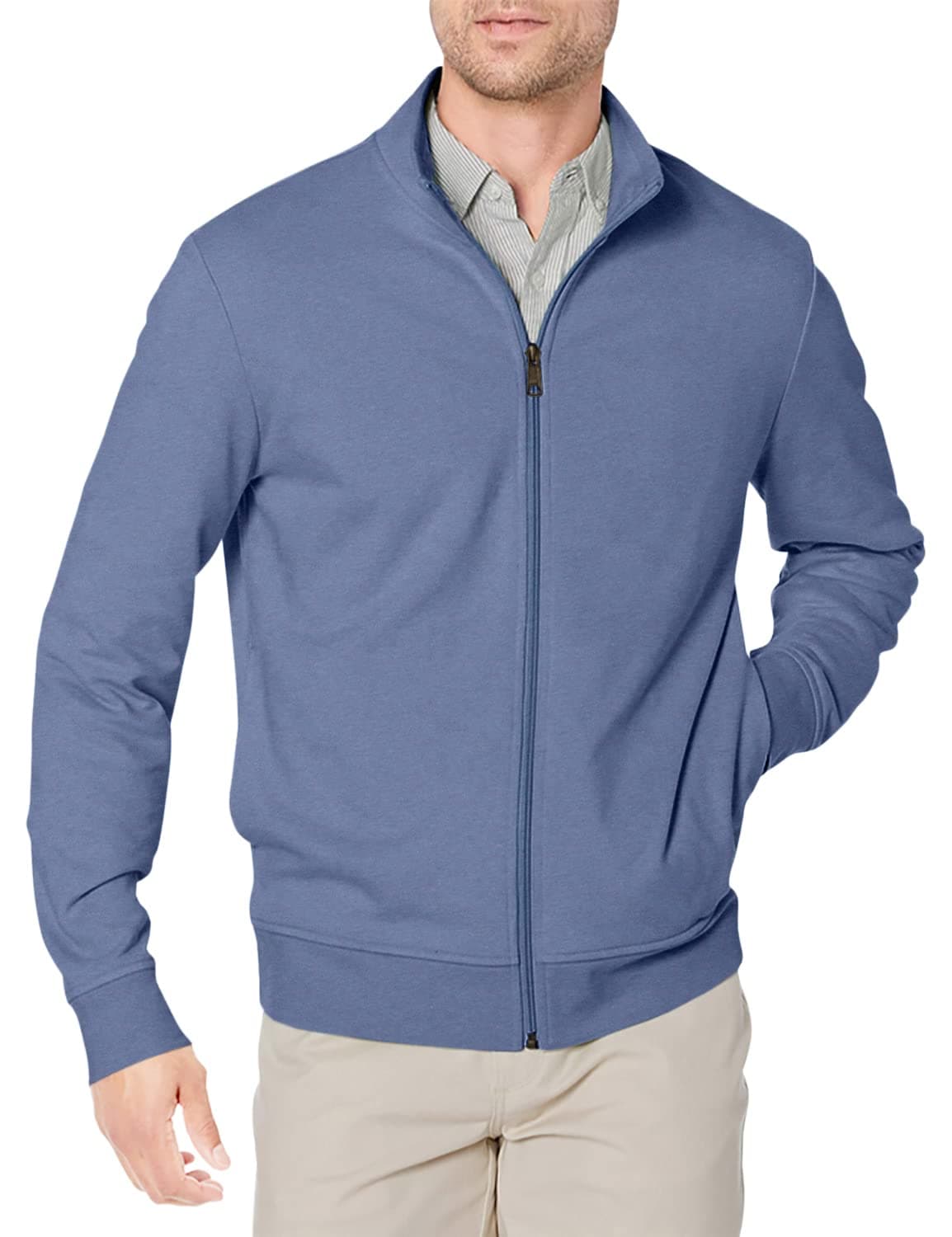 Amazon Essentials Sudadera Ligera de Felpa con Cremallera Completa y Cuello Perkins Hombre