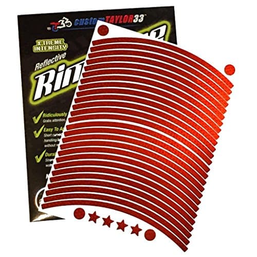 customTAYLOR33 (All Vehicles) Red High Intensity Grade Reflective Copyrighted Safety Rim Tapes (Must Select Your Rim Size), 12"/14" (Combination Rim Size) — view 2