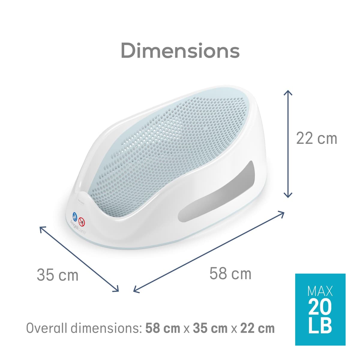 Angelcare - Baby Bath Support - Soft Touch Support - Water Level Indicator - Ideal for Babies Less Than 6 Months Old - Aqua — view 9