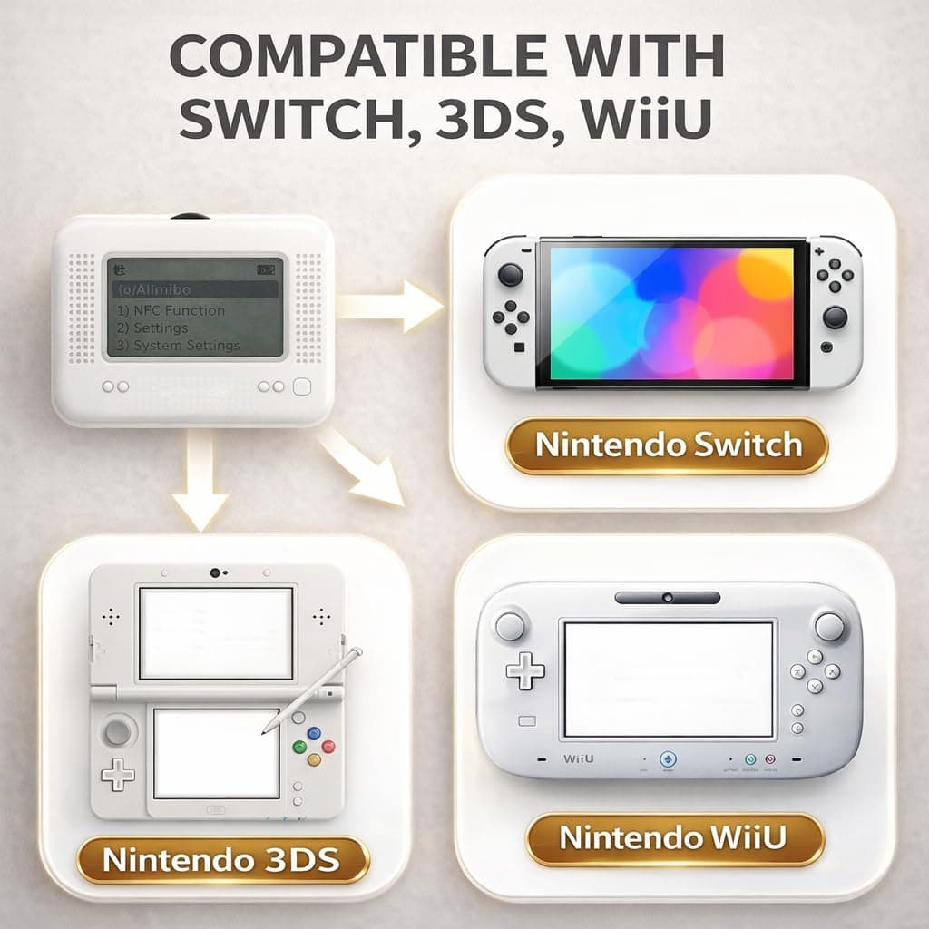 Allmiibo Smart NFC Emulator for Nintendo Switch & 3DS with 1.2" OLED Screen, 3000 NFC Storage, 50+ Game Support, Rechargeable — view 2