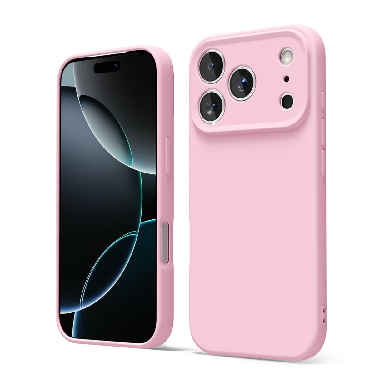 oakxco for iPhone 17 Pro Max Phone Case Liquid Silicone, Cute Thin Slim Grip Soft Rubber Gel for Women Men, Smooth Matte TPU Plain Solid Color Girly Simple Case with Camera Cover, Light Pink