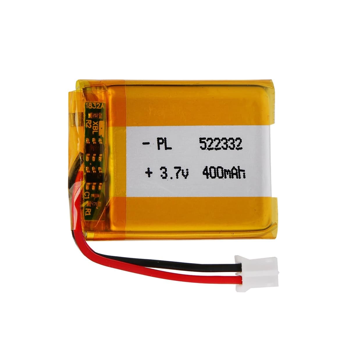 3.7V Lipo battery, 3.7V 400mAh 522332 Lithium Polymer Ion with 2P-PH connection with 2.0 mm pitch