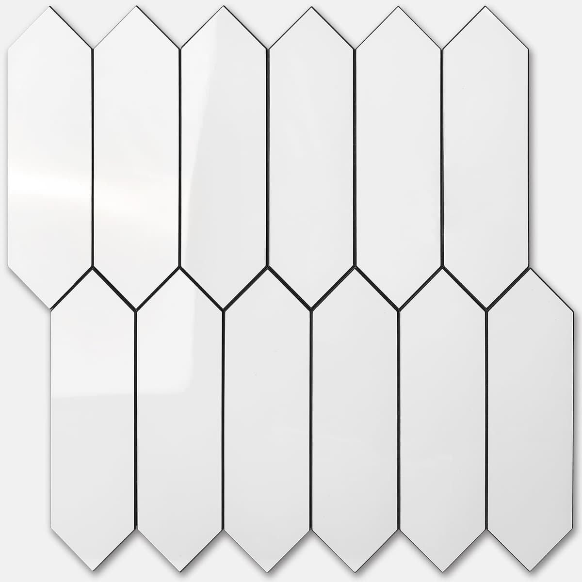 Vamos Tile Glossy Dolomite White Backsplash Tile Peel and Stick, 12.8 x 12.8 Inch 10 Sheets Long Hexagon PVC Self Adhesive Mosaic Wall Tiles Stick on Backsplash for Kitchen and Bathroom — view 9