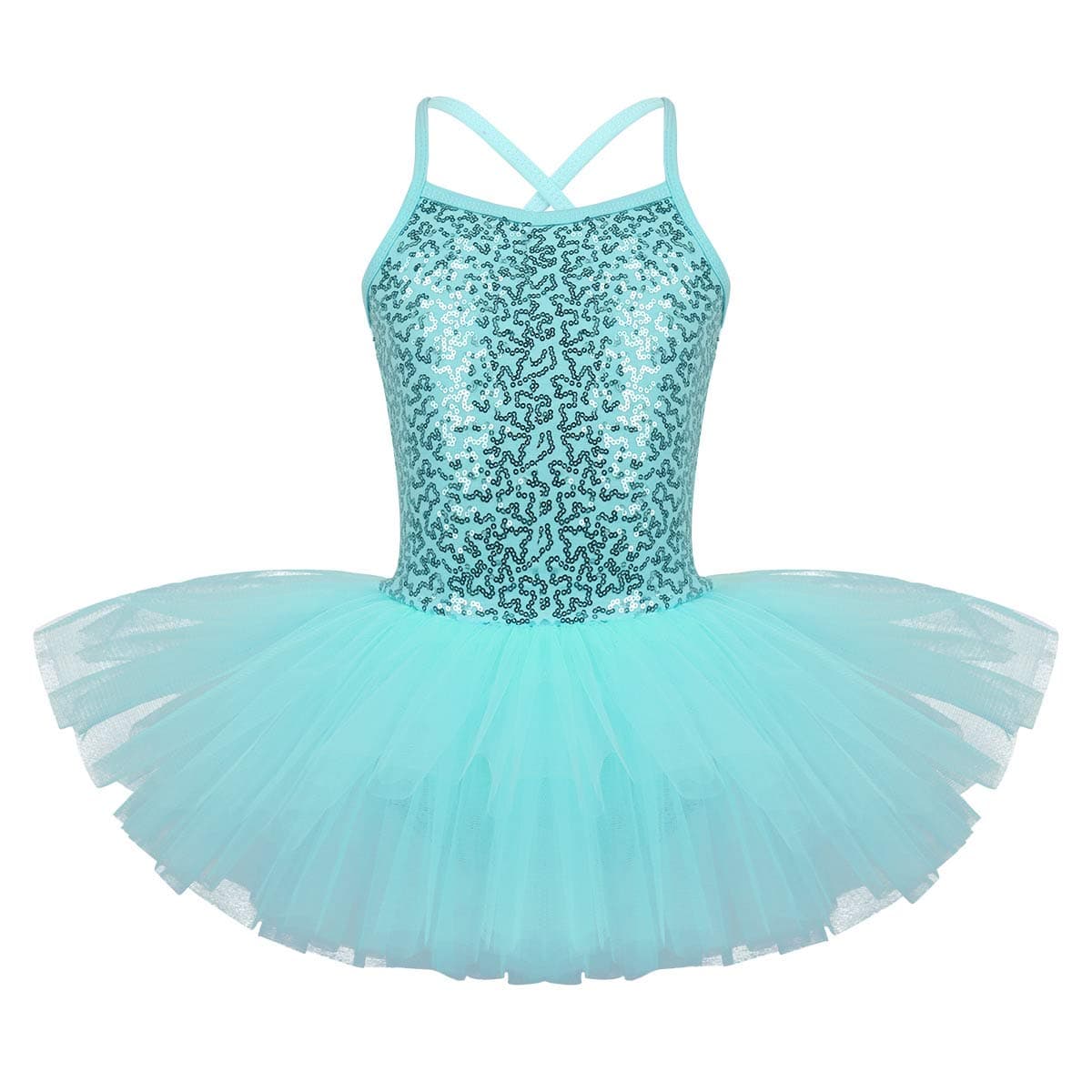Oyolan Vestido de Danza Ballet Niña Princesa Vestido Tutu Lentejuelas Espalda Cruzada Traje Ropa de Baile Maillot Monos de Danza Clásica Traje de Bailarina — view 14