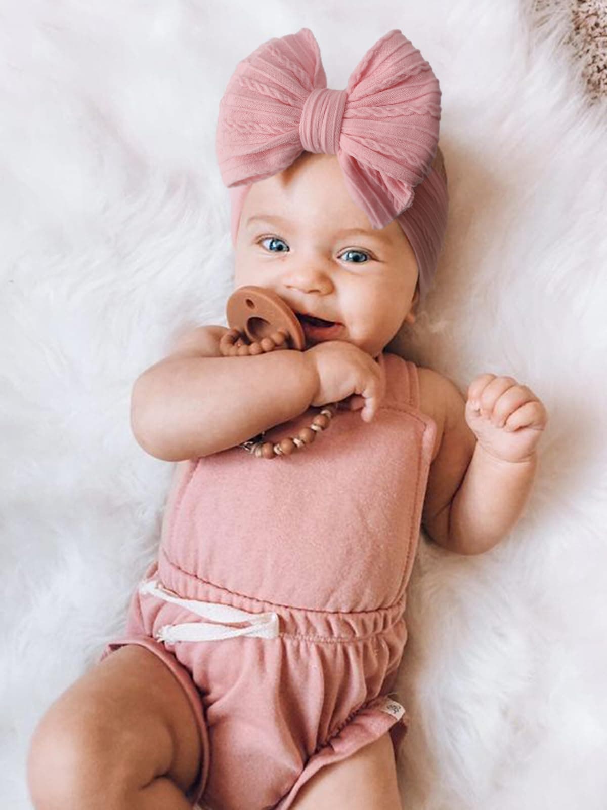 DRESHOW 3 Pack Girls Headbands Stretchy Nylon Headbands Handmade Hair Accessories for Newborn Infant Toddlers Kids — view 2