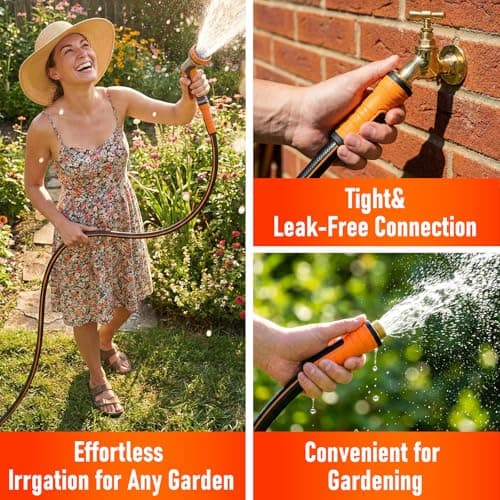 Garden Hose 50 ft x 5/8", Heavy Duty Water Hose, Flexible and Durable, Kink Resistant Lightweight Hybrid Hose, Leakproof Yard Hose with Male to Female Fittings — view 5