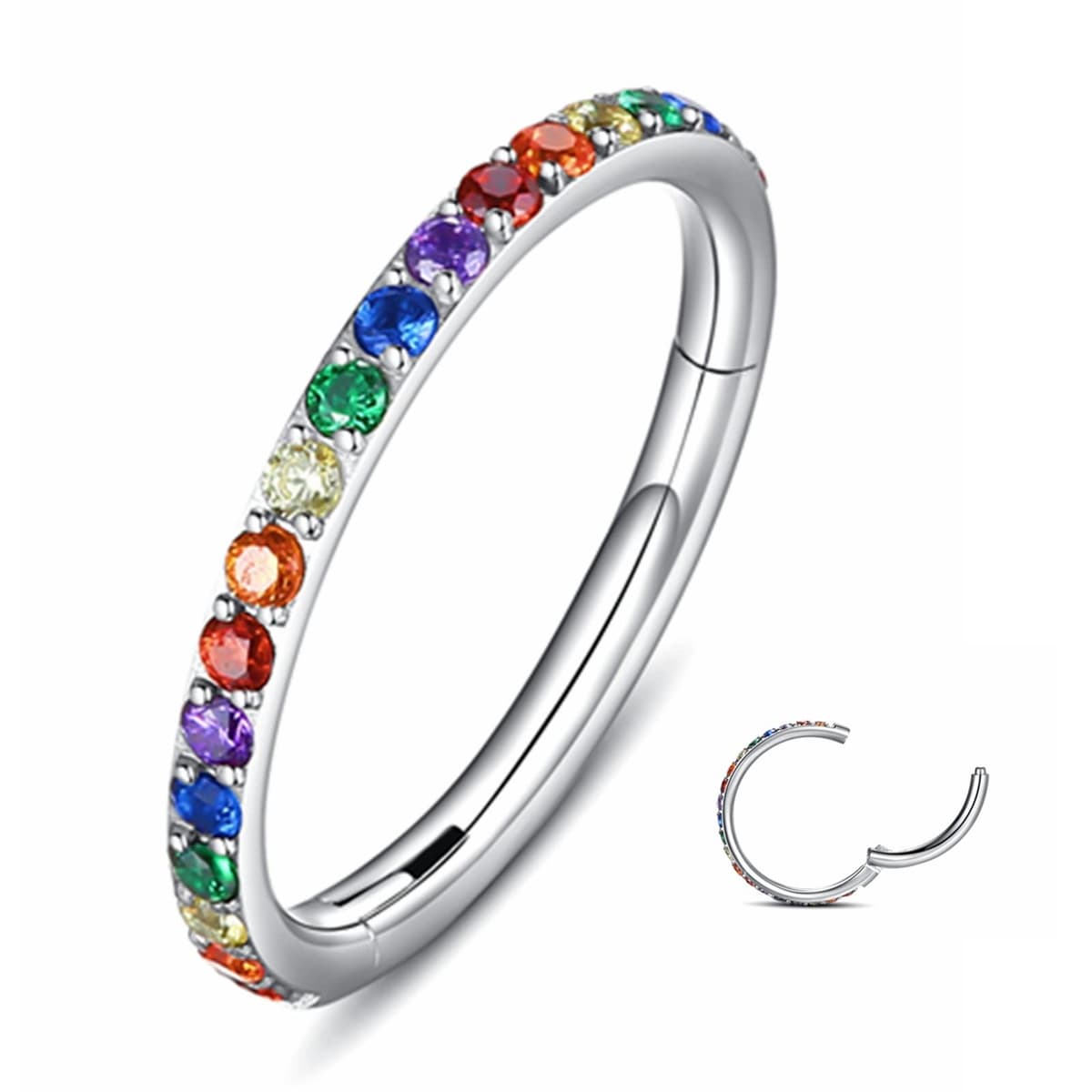 Yrogcu 20G 18G 16G 14G Single/Double Hoop Stainless-Steel Seamless-Hinged-Piercing Segment-Clicker Nose-Ring-Hoop : Diameter 6mm 8mm 10mm 12mm Cartilage Earrings — view 62