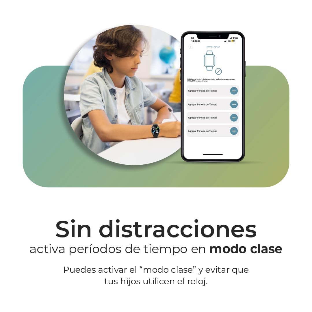 Save Family Slim 4G | Reloj Inteligente Niño con Localizador GPS, Llamada, Vídeo, Chat, Botón SOS, Cronómetro | SIM Incluida – Color Verde — view 4