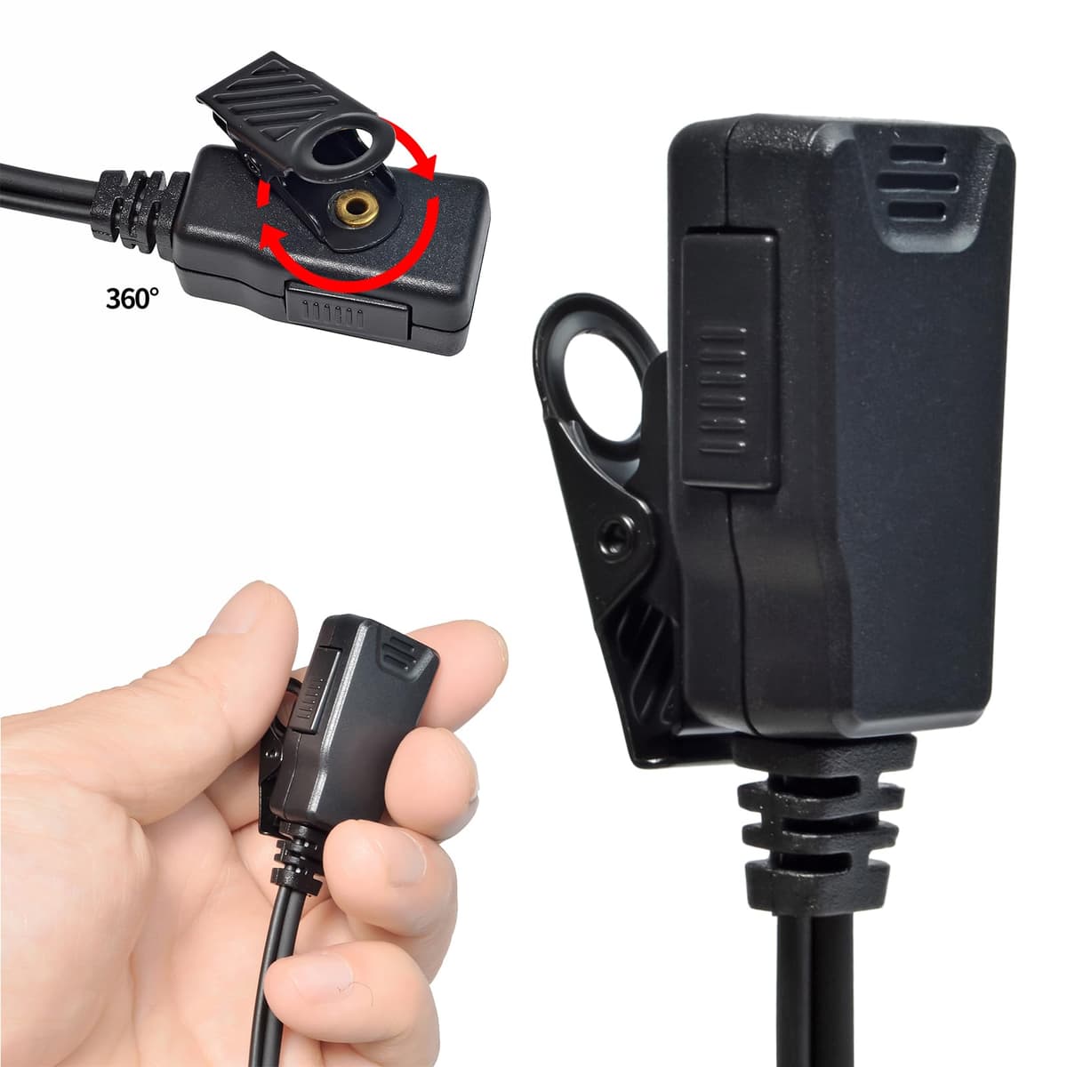 Walkie Talkie Auricular con micrófono, 2 Pines con PTT, Compatible con Kenwood eSnic Retevis Baofeng UV-5R Radio Ear Piece para guardaespaldas de Seguridad (Forma de G, 1 Piezas) — view 4