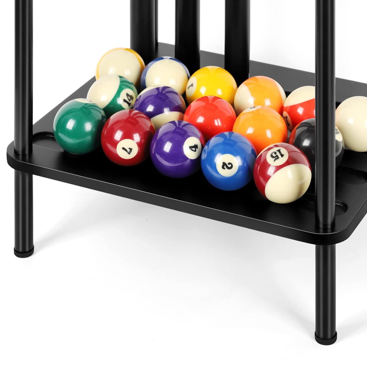smusei Soporte para palos de piscina, soporte para tacos de piscina, soporte para palos de billar, accesorios para mesa de billar, sala de juegos, club, capacidad para 6 tacos, color negro — view 4