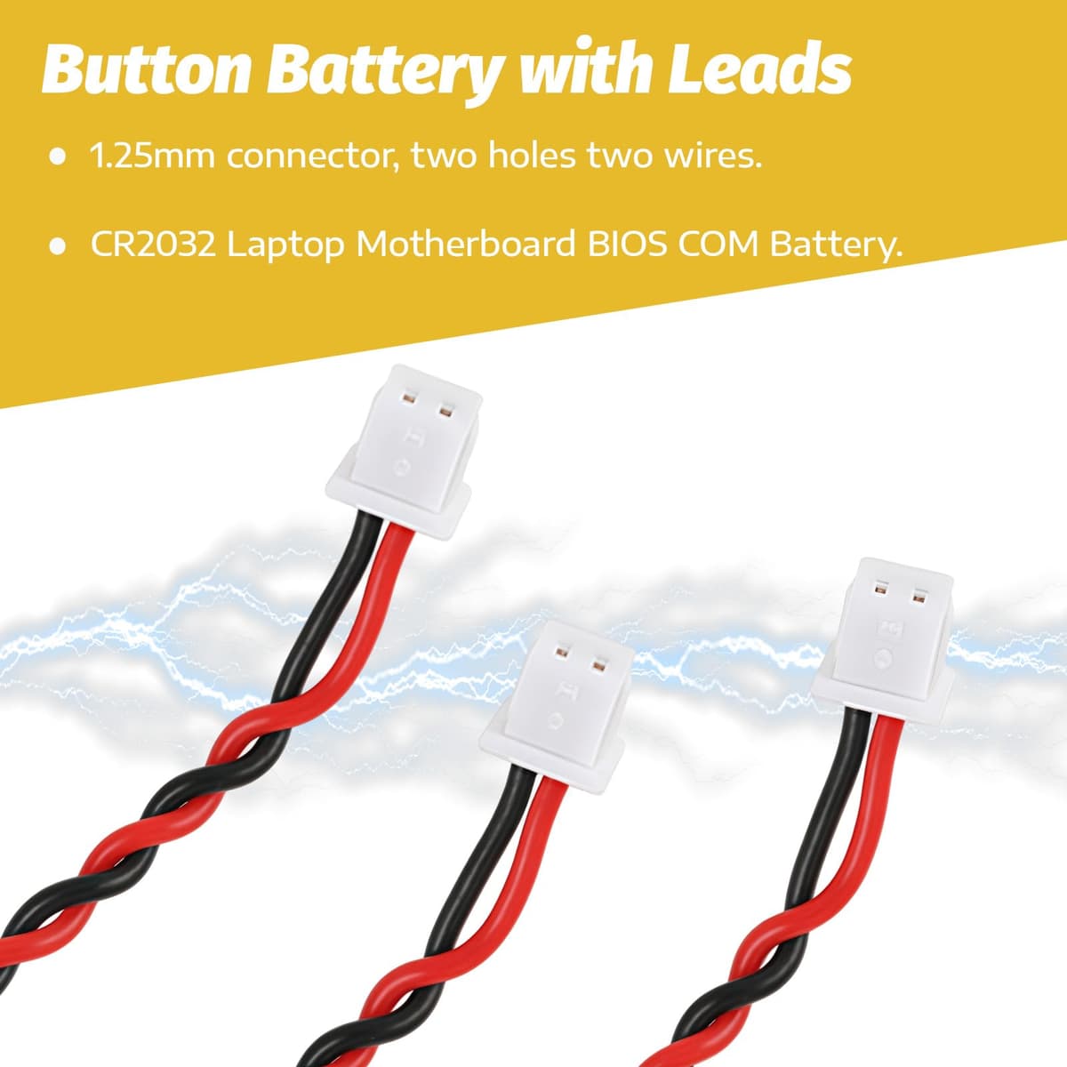 5 Pila Botón Litio CR2032 3V con Pestañas de Soldadura 240mAh – Batería no Recargable UL Certificada para Placa Base PC Portátil, Separador de Fibra de Poliéster — view 3