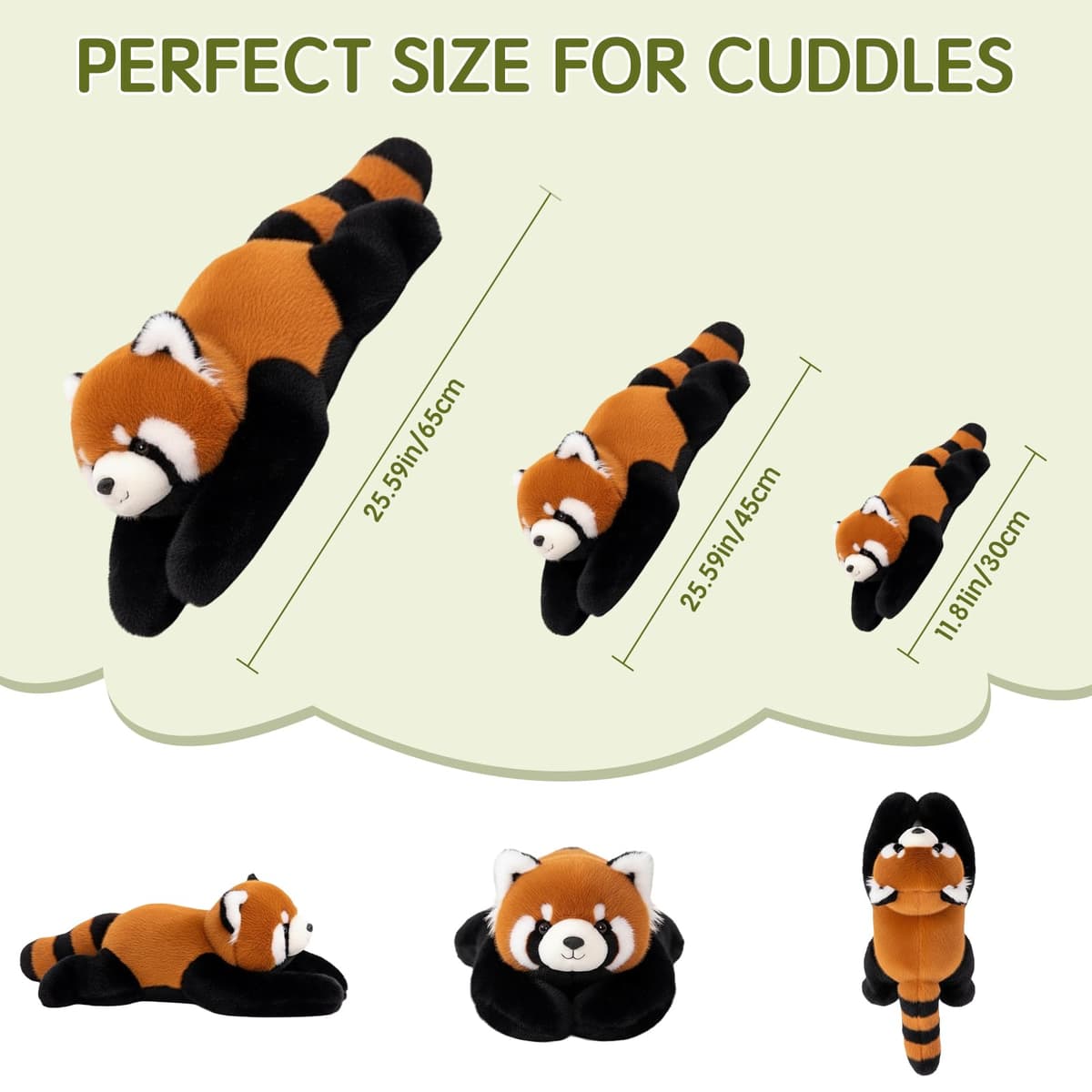 Weighted Plush Animals for Kids & Adults - Panda Teddy Bear Dinosaur Stuffed Toys, Hugging Pillow for Anxiety Relief & Sleep Support (Red Panda, 45cm) — view 2