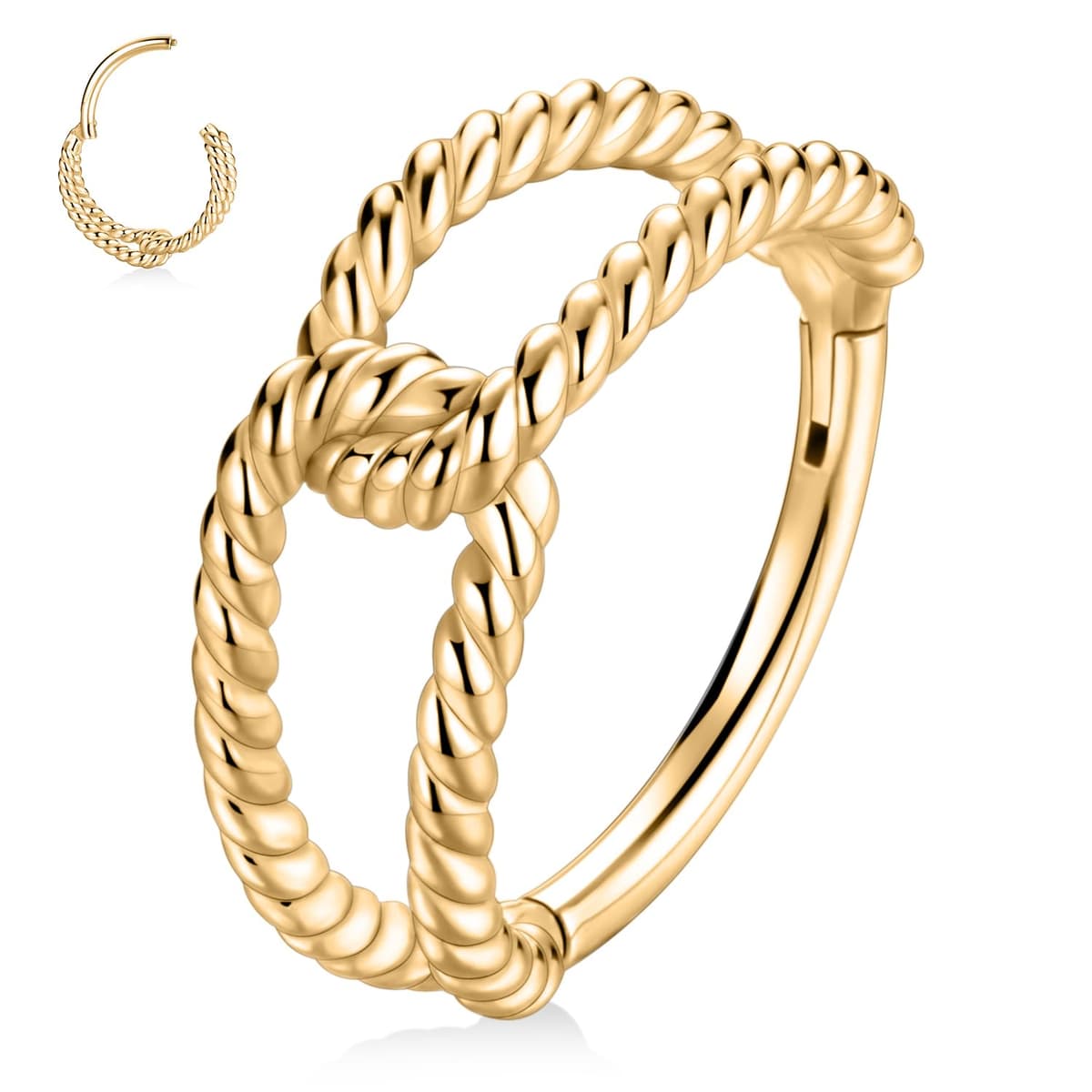 hengkaixuan Triple Double Nose Hoop Ring Sleeper Hoop Earring Helix Rook Conch Cartilage Daith Tragus Earrings Septum Ring Lobe Nose Piercing Jewellery for Women — view 8