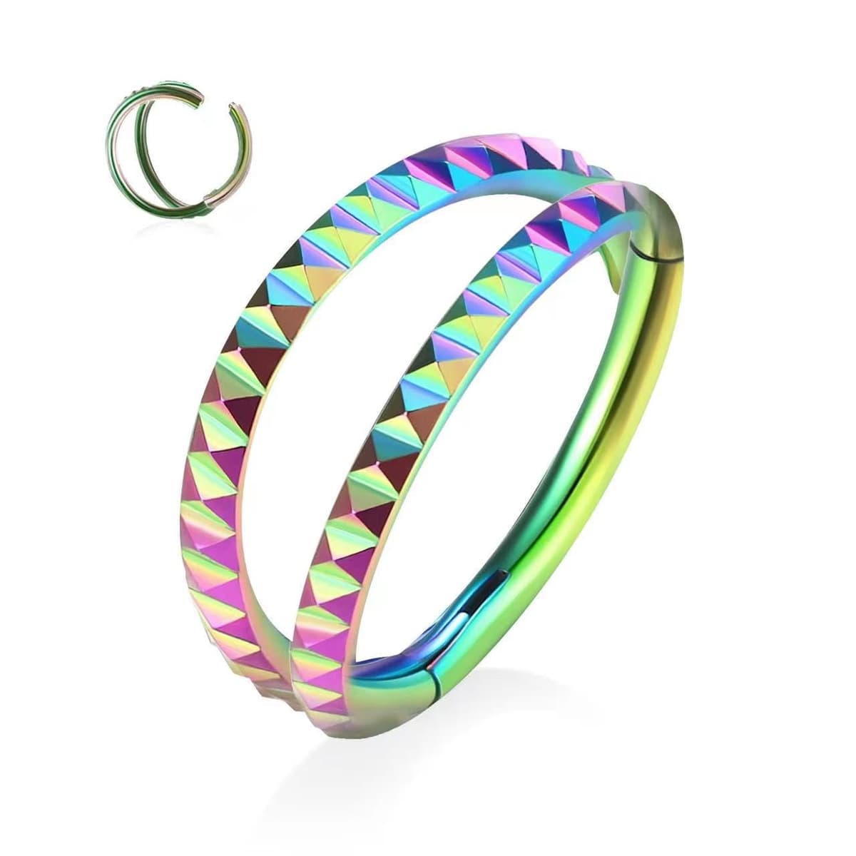 Yrogcu 20G 18G 16G 14G Single/Double Hoop Stainless-Steel Seamless-Hinged-Piercing Segment-Clicker Nose-Ring-Hoop : Diameter 6mm 8mm 10mm 12mm Cartilage Earrings — view 48