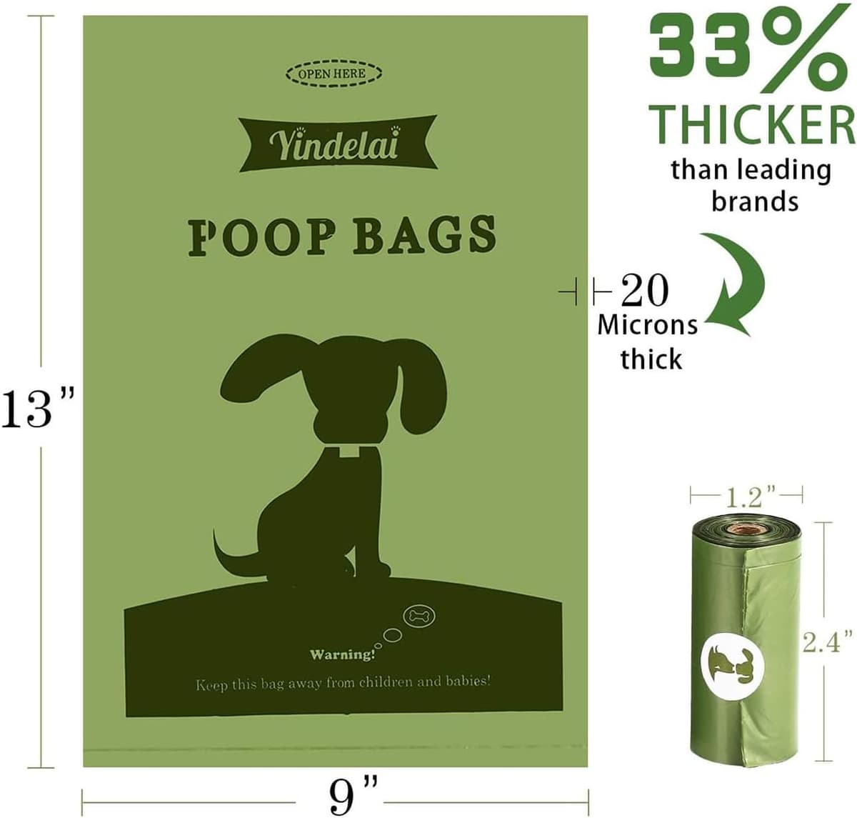Yingdelai Dog Poo Bags - Extra Thick and Strong, Biodegradable Waste Bags for Dogs, 26 Refill Rolls Dog Poop Bag with 1 Holde — view 2