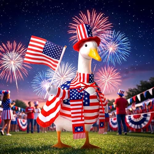 Mastom 4th of July Porch Goose Outfit for 23 Inch Goose Statue, Patriotic Red White Blue Goose Clothes with Flag for Outdoor Garden Patio Decor, USA 250th Anniversary Merchandise — view 3