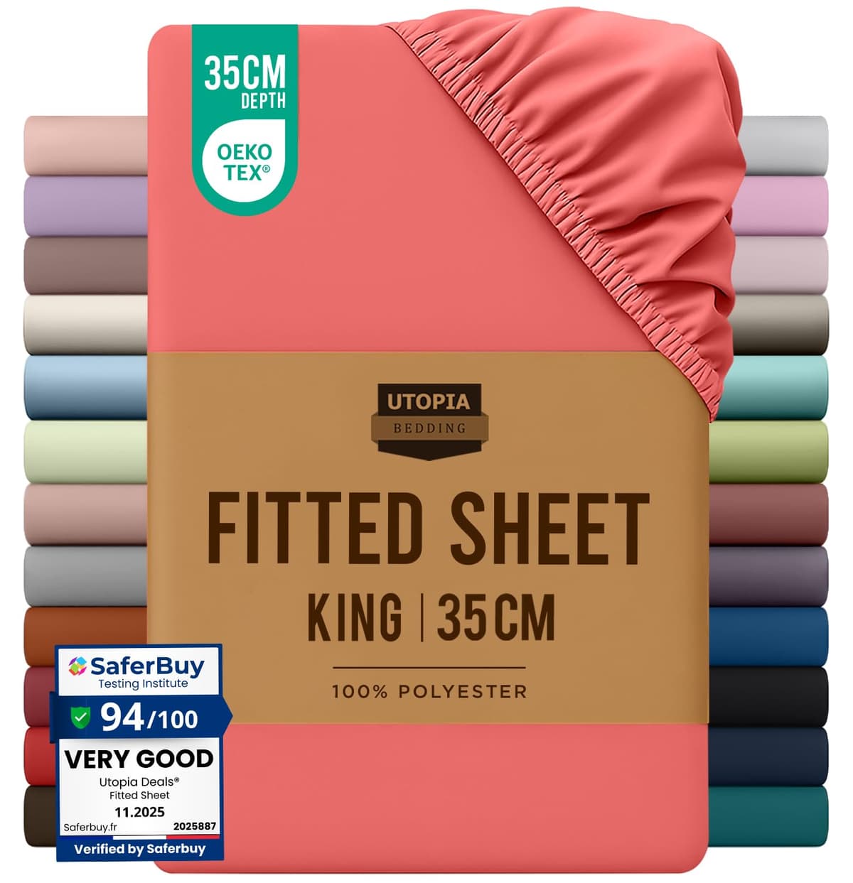 Utopia Bedding Fitted Sheet King, Grey - Deep Pocket 14 inch (35 cm) - Easy Care - OEKO-TEX Certified - Soft Brushed Microfibre Fabric - Shrinkage and Fade Resistant - Bottom Sheet — view 147