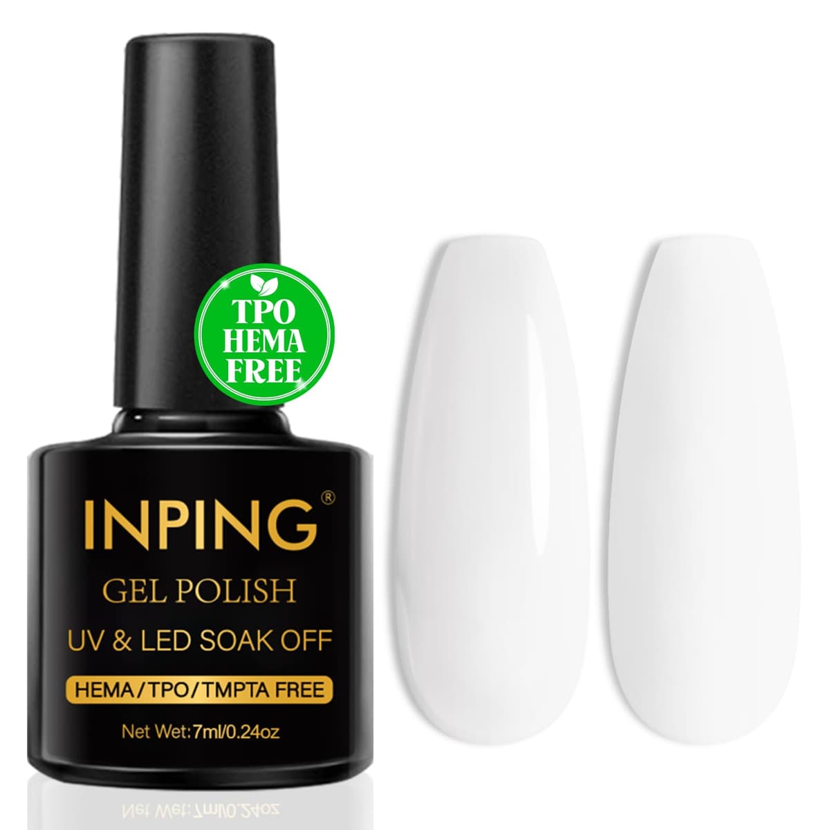 INPING Pintauñas Semipermanentes, TPO-FREE HEMA-FREE, Blanco Esmaltes Semipermanentes de Uñas en Gel UV LED Gel Nail Polis Uñas Diy Manicura Nail Art Set, 7 ML