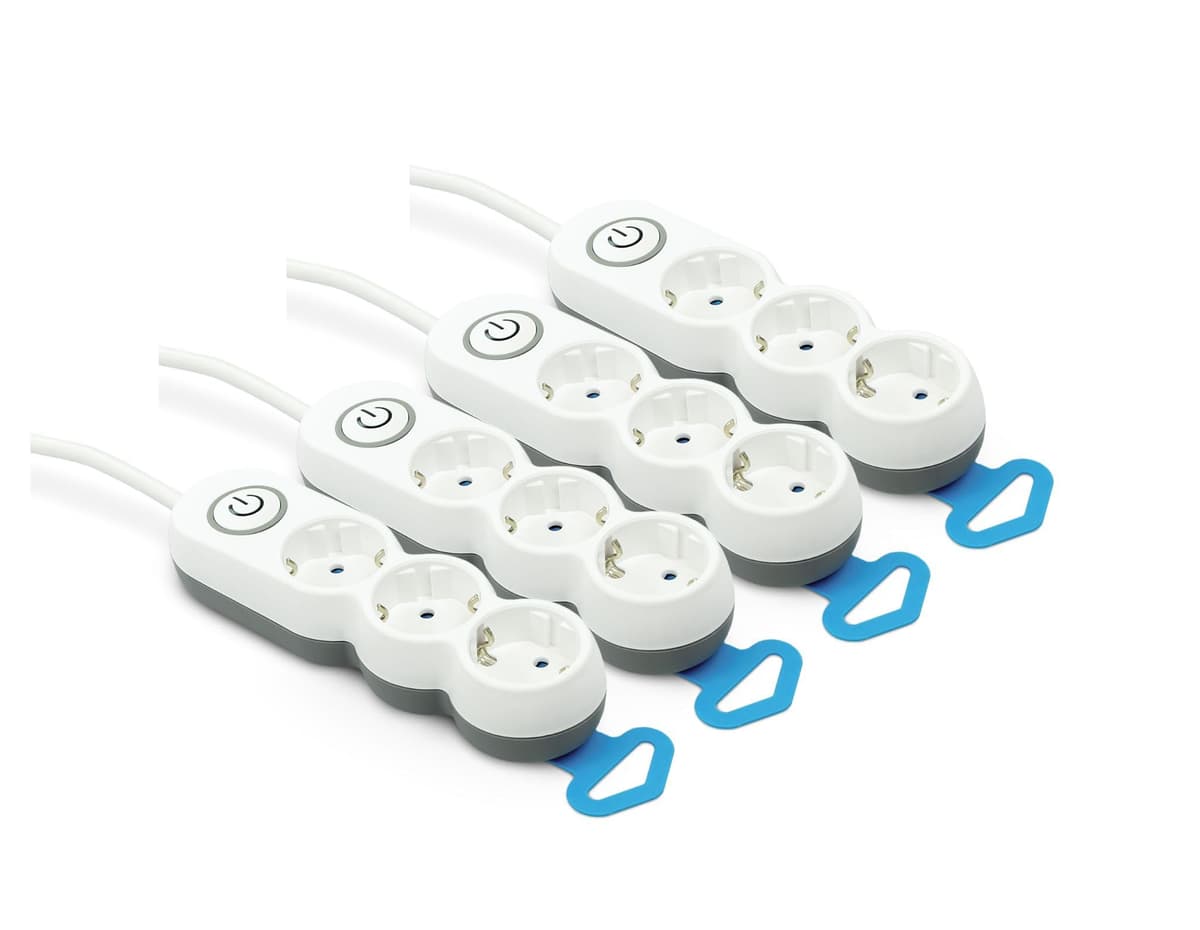 Garza Power - Regleta de 4 enchufes, con Interruptor, Enchufe Plano, Ladrón múltiple 1.4 Metros, Protección Infantil, Color Blanco, Gama Design — view 10