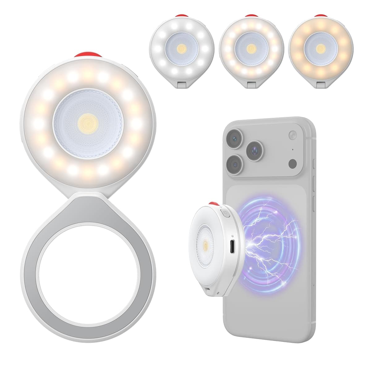 TELESIN 2 in 1 Magnetic Cell Phone Flashlight, Compatible with iPhone Magsafe, LED Ring Light with Flash Function for Selfies, Photography, TikTok, Zoom Calls, Video Conferencing