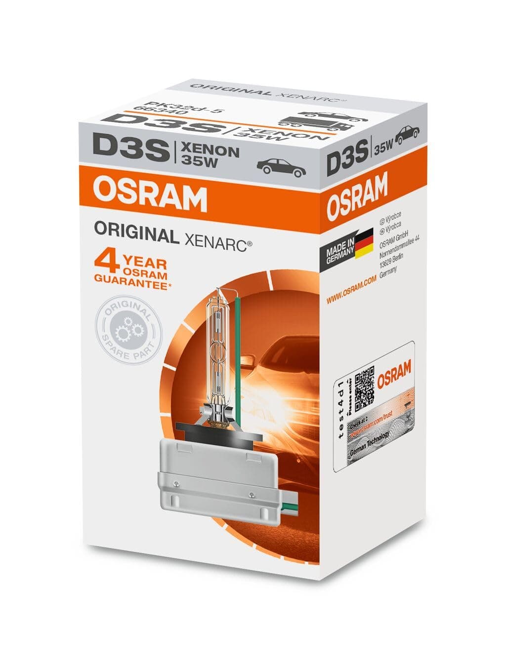 OSRAM 66340 XENARC ORIGINAL D3S HID, lámpara de xenón, de descarga, calidad de equipamiento (OEM), estuche (1 unidad), 3200 lm, temperatura de color 4300K