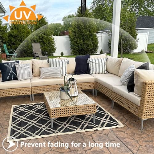 FLYMEI Patio Cushion Covers 24x24x4 Waterproof Outdoor Cushion Cover Replacement 4Packs Outdoor Seat Cushion Slipcover for Rattan Chair Sofa, Apricot — view 5
