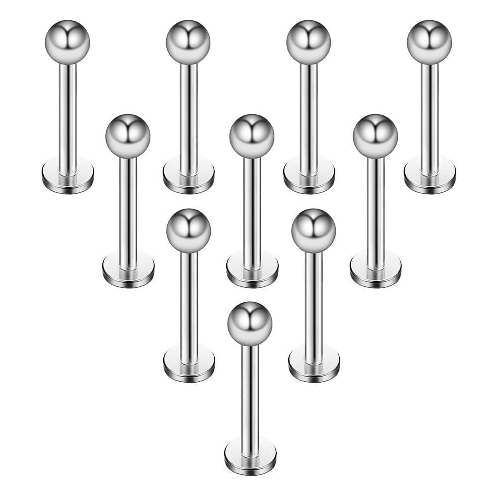 Briana Williams 10pcs 1.2mm 316L Acero Inoxidable Labret Labio Piercing Tragus Helix cartílago Pendiente Barbell Stud, 6-8 mm Longitud de la Barra