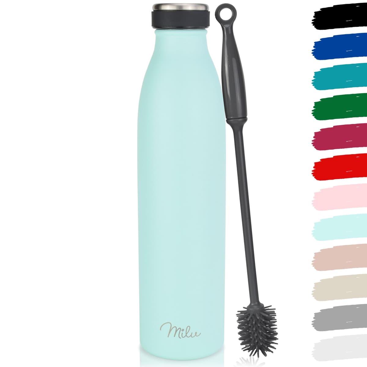 Milu Stainless Steel Drinking Bottle 1500 ml - Insulated Thermo Flask for Water - Leak Proof, Insulated and Double Walled, Carbonated (Granite Navy Blue, 1,5L) — view 46