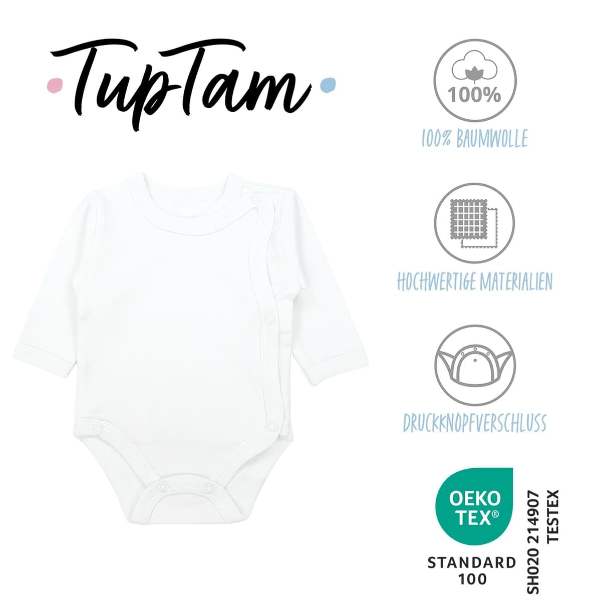 TupTam Body Bebé – Pack de 5 Bodies Bebé Recién Nacido, Body Bebé Niño con Cierre Frontal, 100% Algodón — view 2